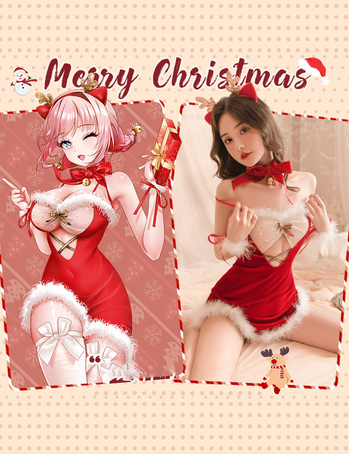 ふわふわサンタランジェリー クリスマス 胸開き 透けシースルー かわいい 誘惑