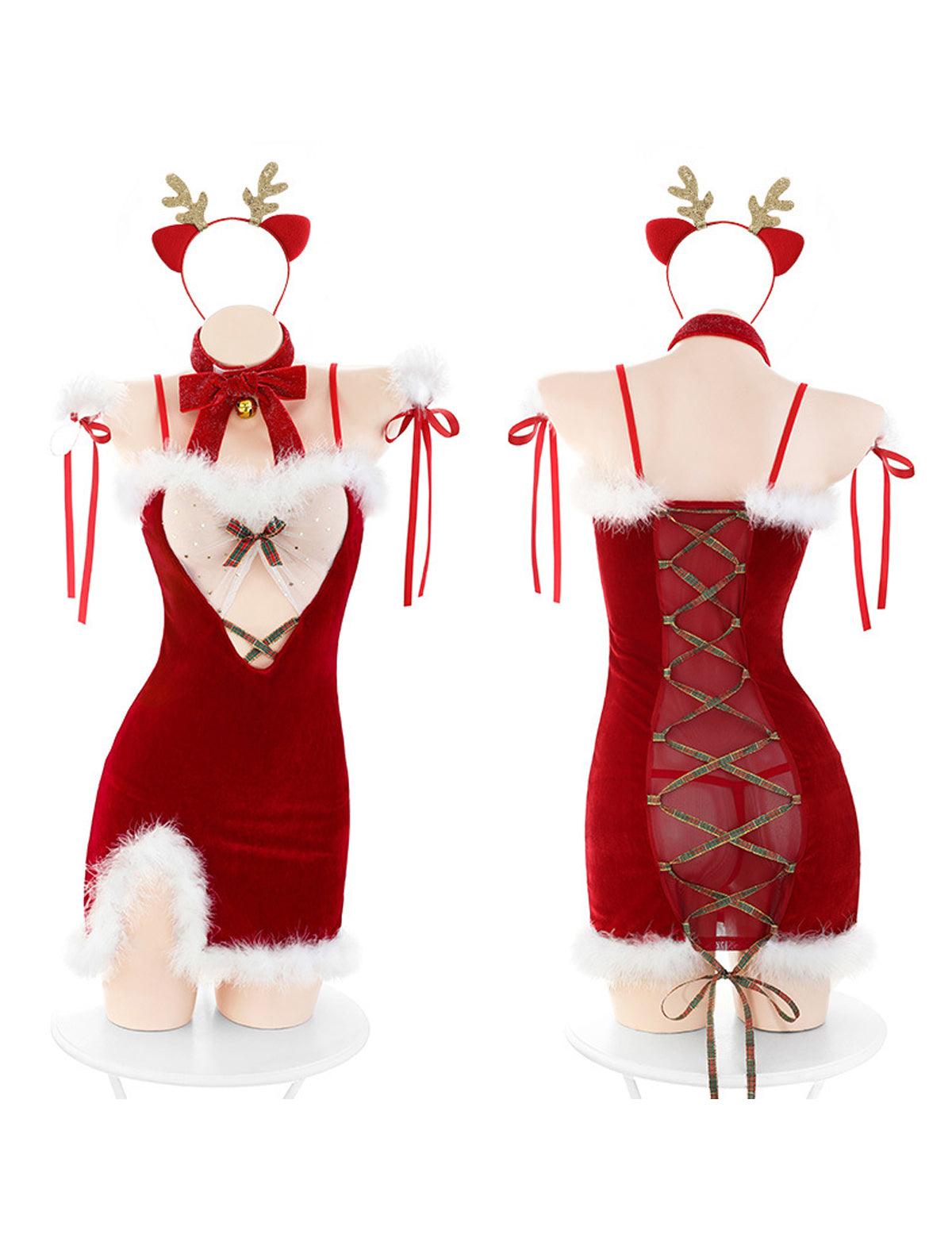 ふわふわサンタランジェリー クリスマス 胸開き 透けシースルー かわいい 誘惑