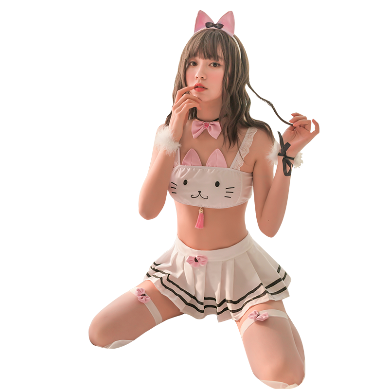 猫ちゃん風 ランジェリー ネコ耳ネコしっぽ コスプレ 萌え萌え 誘惑下着