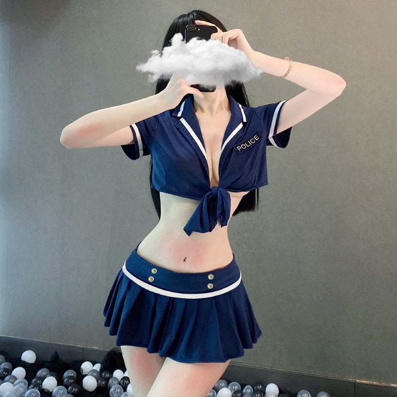 警察コスプレ 婦警 セクシーランジェリー 可愛い 誘惑 胸空き