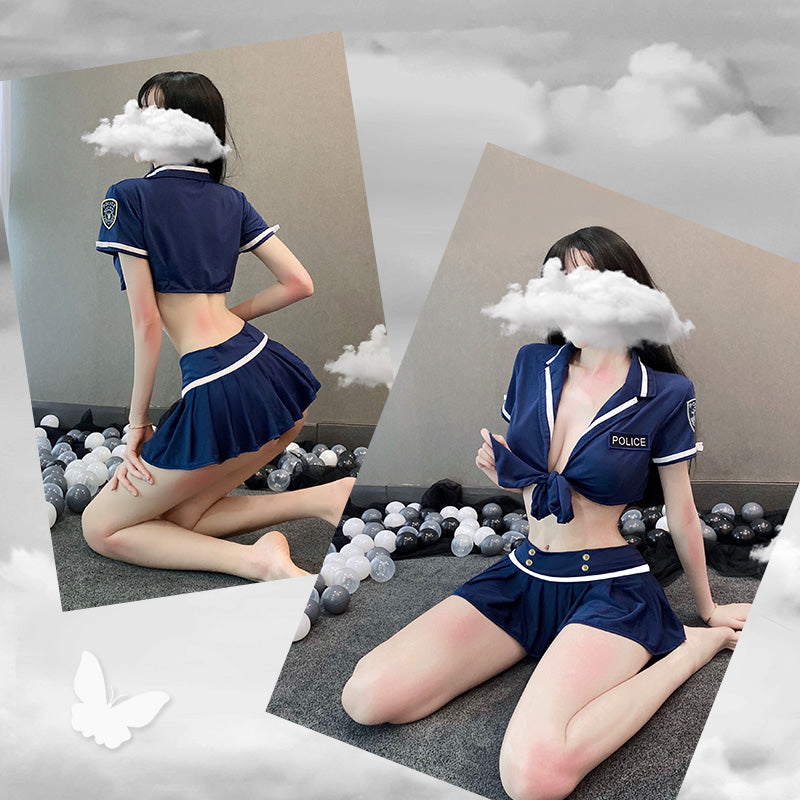 警察コスプレ 婦警 セクシーランジェリー 可愛い 誘惑 胸空き