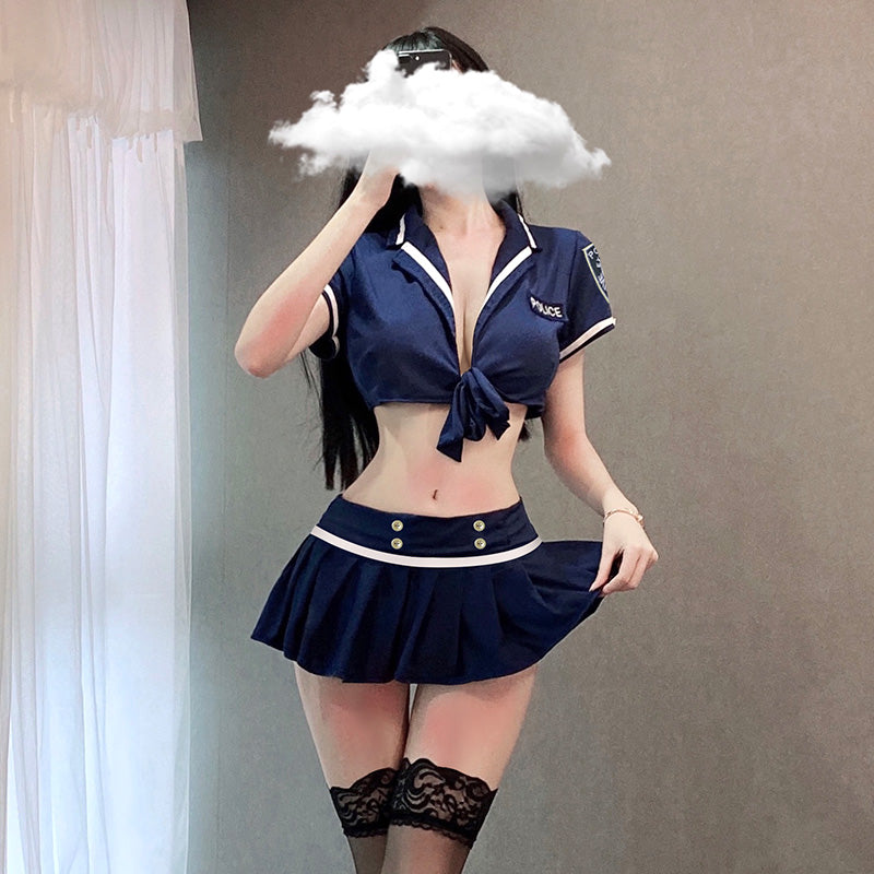 警察コスプレ 婦警 セクシーランジェリー 可愛い 誘惑 胸空き
