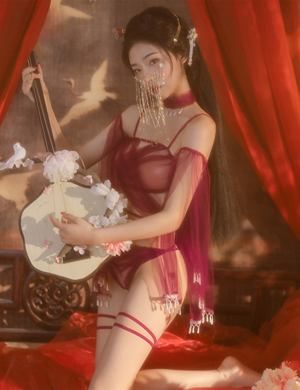 美人系列 宮羽 ランジェリー 漢服セット 柔紗パジャマ コスプレ 優雅