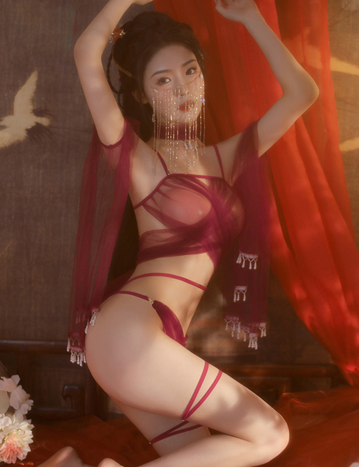 美人系列 宮羽 ランジェリー 漢服セット 柔紗パジャマ コスプレ 優雅