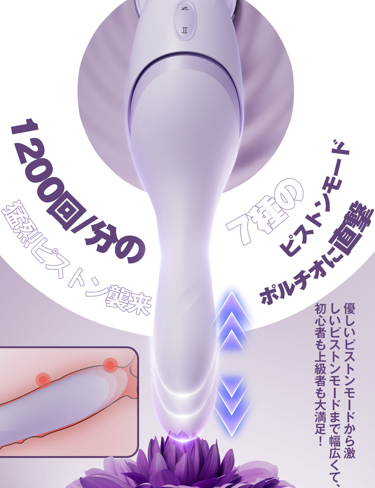 ToyCod 撃姬 一体型ピストンバイブ 奥イキ 温感・吸盤&ベルト付き・アプリ操作 ラブグッズ