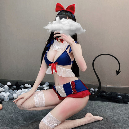 かわいいマイクロビキニ コスプレ メイド服 4点セット エロ 過激 セクシー 下着