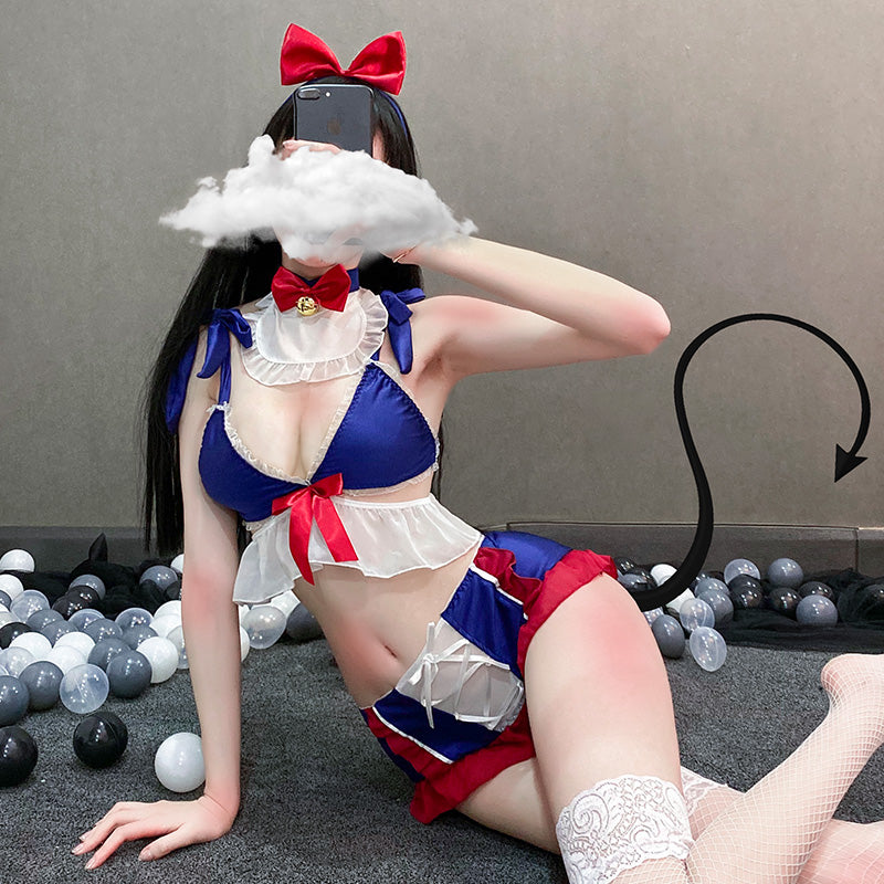 かわいいマイクロビキニ コスプレ メイド服 4点セット エロ 過激 セクシー 下着