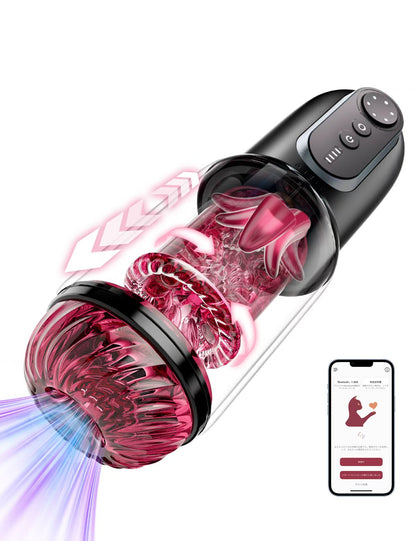 MOMONII 魅惑薔薇 吸引·舌舐め·回転·ピストン·アプリ操作 多機能 男性用 電動オナホール 大人のおもちゃ